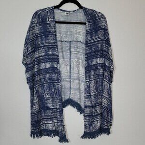 Roxy Open Kimono Cardigan One Size S/M/L/XL Blue Fringe Dolman Bohemian Rayon